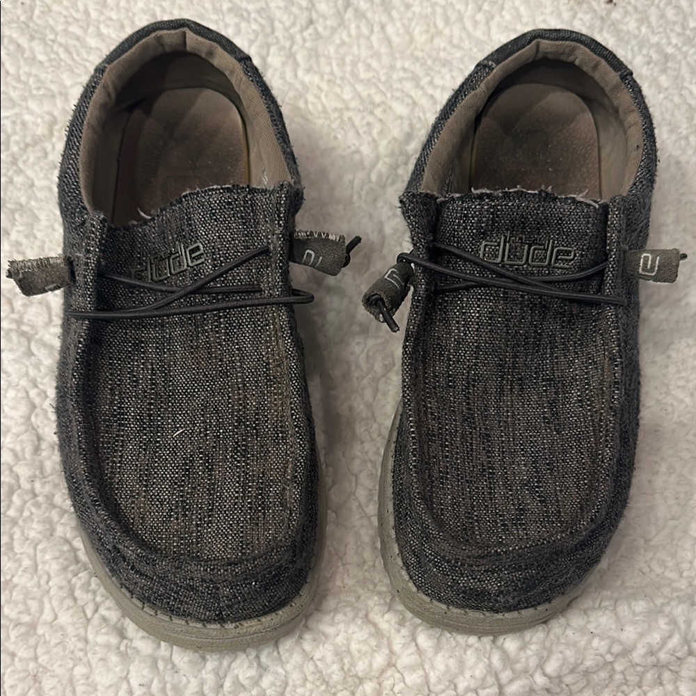 Hey Dude Gray Moccasin Slip-On Shoes with Textured Fabric
